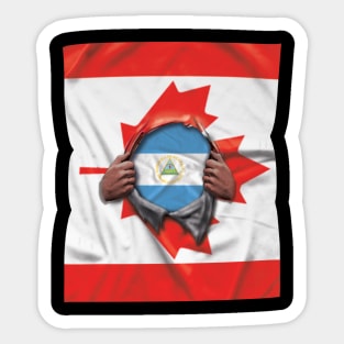 Nicaragua Flag Canadian Flag Ripped - Gift for Nicaraguan From Nicaragua Sticker